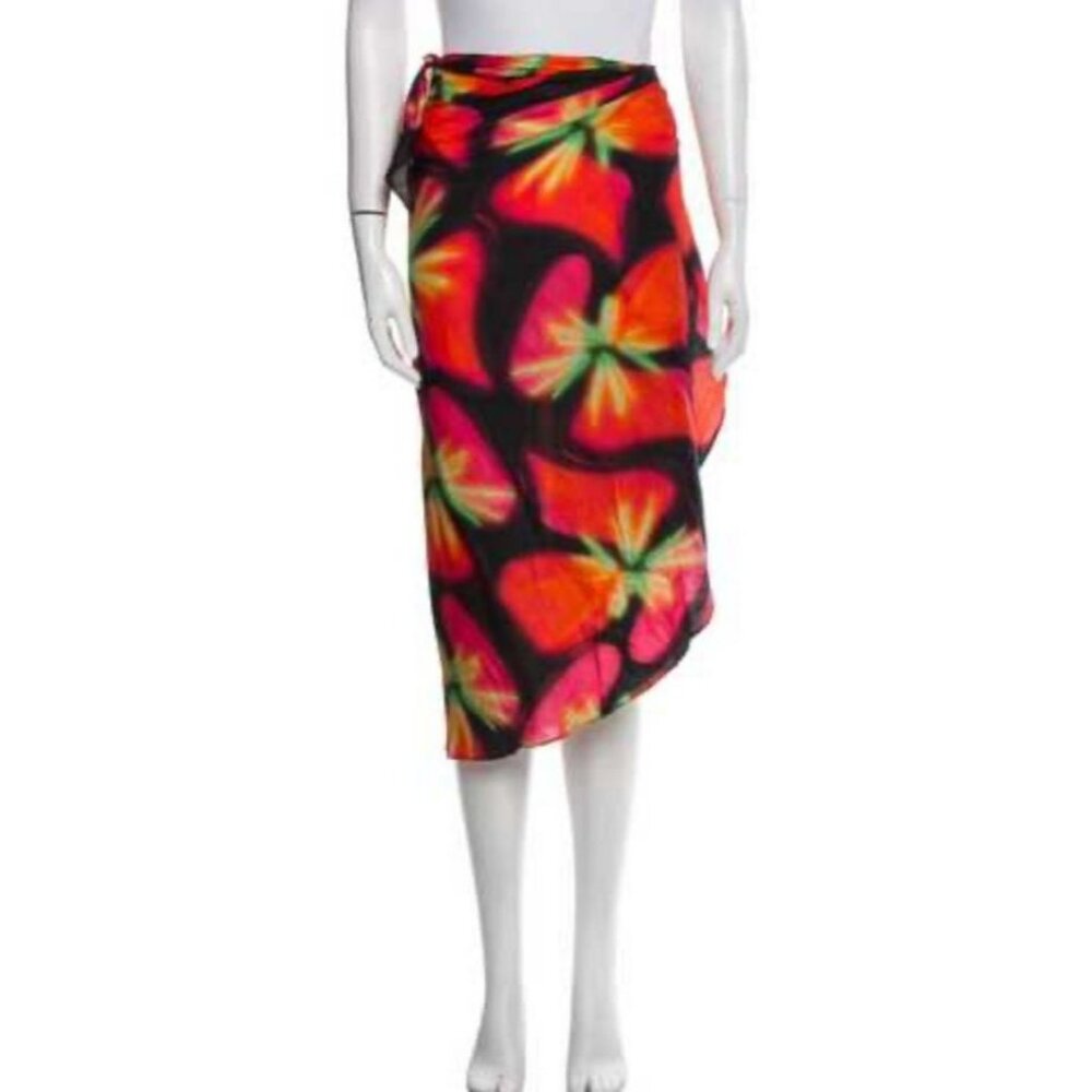 NEW Louisa Ballou Silk Cotton Midi Wrap Skirt Swim Coverup One Size Fits Most
